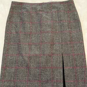 J. Crew Gray Pencil Skirt with Pink Plaid